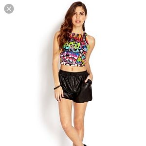 Forever 21 Graffiti Crop Top